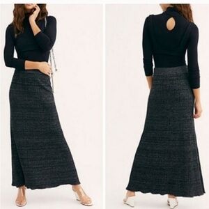 Free people metallic ribbed maxi skirt